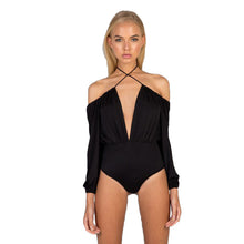 Off Shoulder Bodysuit Top Sexy Deep V Neck Halter Top Backless Body Top Cold Shoulder Bodysuit Women