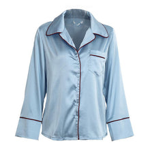 Pajama Style Blouses And Shirts Women Long Sleeve Turn Down Collar Blouse Imitate Silk Top Sexy Shirt