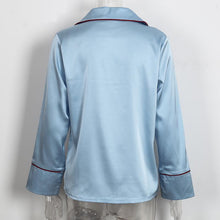 Pajama Style Blouses And Shirts Women Long Sleeve Turn Down Collar Blouse Imitate Silk Top Sexy Shirt