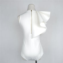 Ruffle Body Top Womens Sexy Bodysuit Black White Back Zipper Shorts Jumpsuit Sleeveless Tight Top Blouses