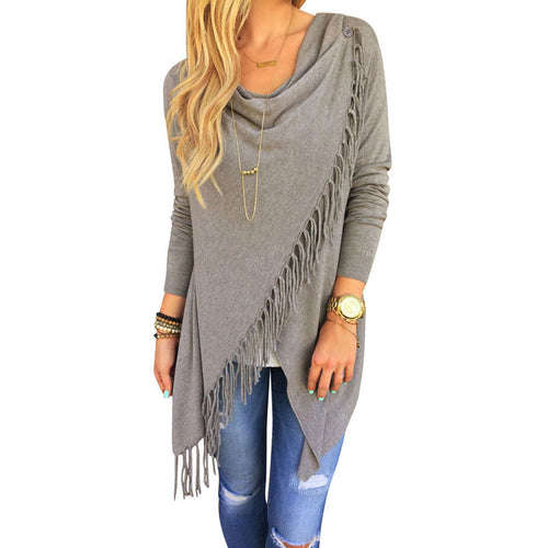 Tassel Women T Shirt Long Sleeve T shirts For Women Plus Size Irregular Women Tunic Tee Shirt Femme
