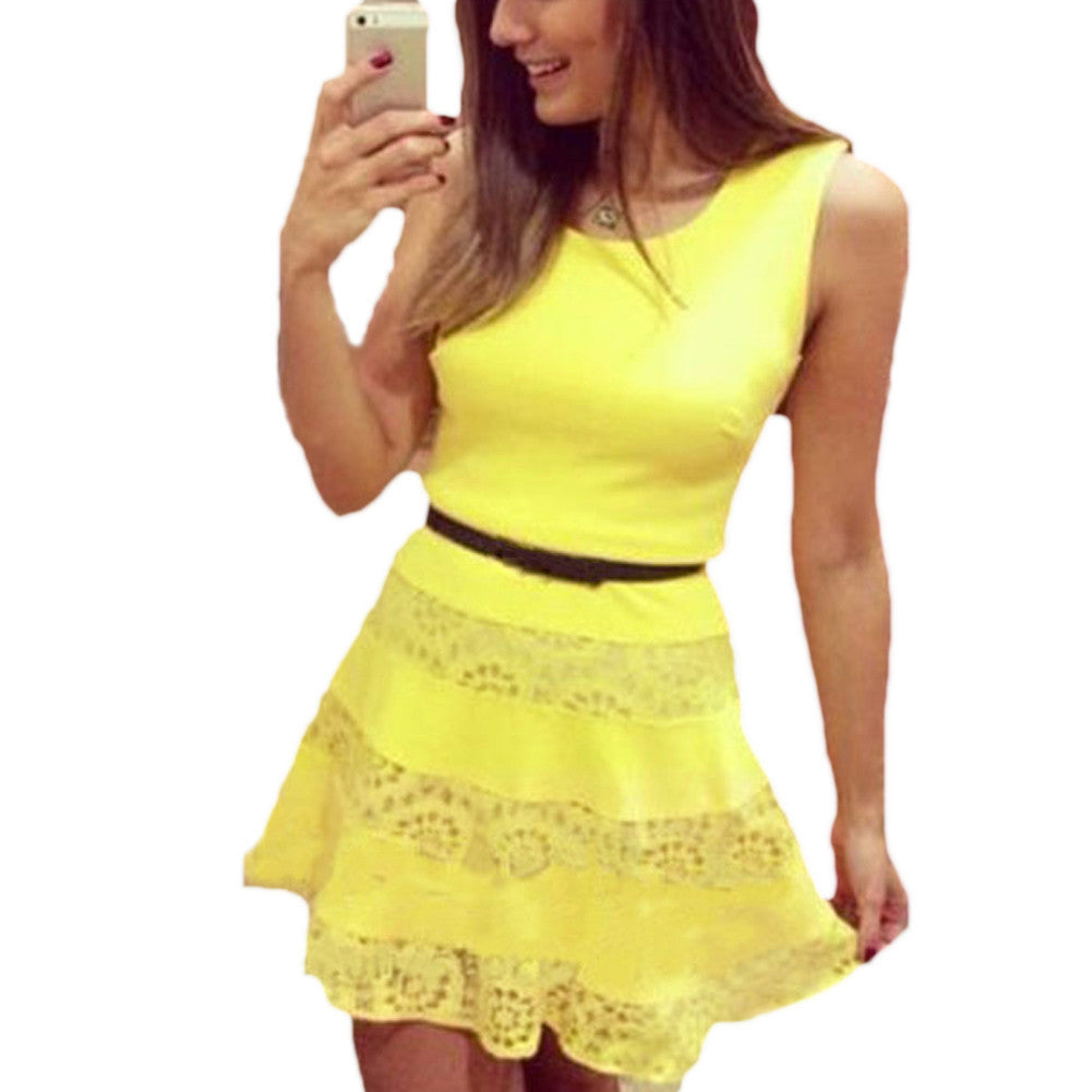 women-slim-dress-sleeveless-ladies-womens-lace-splicing-a-line-basic-dress-club-wear BBL