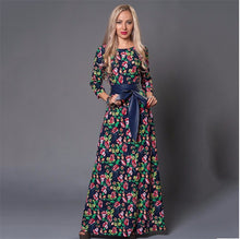 Floral Printing Maxi Long Dress Big Sized Three Quarter Sleeve Women Dress Plus Size Printed Boho Dress XXL