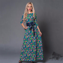 Floral Printing Maxi Long Dress Big Sized Three Quarter Sleeve Women Dress Plus Size Printed Boho Dress XXL