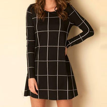 free-style-women-mini-o-neck-neck-plaid-dress-long-sleeve-swing-party-casual-xl-dresses-plus-sizes BBL
