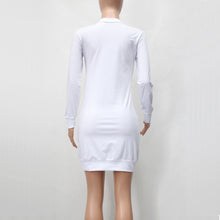 Long Sleeve Casual Dress Women Letter Print Bodycon Dress Mini Plus Size Women Clothing White Dress