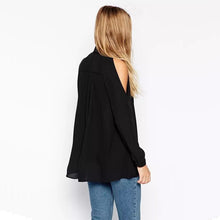 Off Shoulder Blouses And Shirts Turn Down Collar Long Sleeve Women Blouse Blusas Cold Shoulder Tops Black White