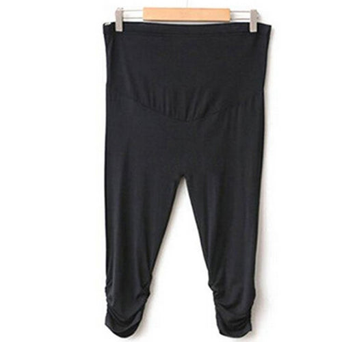 pregnant-women-elastic-capris-pants-solid-pleated-cotton-maternity-clothes-leggings BBL