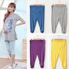 pregnant-women-elastic-capris-pants-solid-pleated-cotton-maternity-clothes-leggings BBL