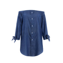 Sexy Button Up Off Shoulder Dress Loose Women Dress Plus Size Women Clothing Slash Neck Shirt Dress For Women