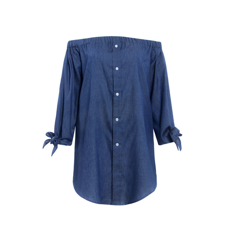 Sexy Button Up Off Shoulder Dress Loose Women Dress Plus Size Women Clothing Slash Neck Shirt Dress For Women