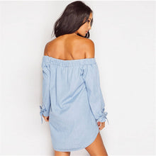 Sexy Button Up Off Shoulder Dress Loose Women Dress Plus Size Women Clothing Slash Neck Shirt Dress For Women