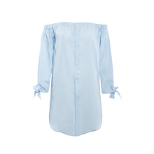 Sexy Button Up Off Shoulder Dress Loose Women Dress Plus Size Women Clothing Slash Neck Shirt Dress For Women