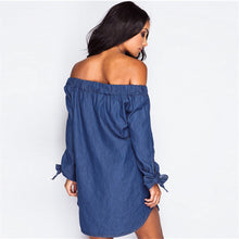 Sexy Button Up Off Shoulder Dress Loose Women Dress Plus Size Women Clothing Slash Neck Shirt Dress For Women