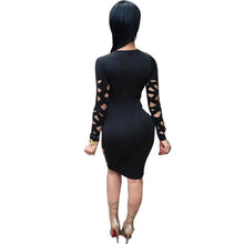 Sexy Club Dresses Hollow Out Bandage Bodycon Dress Slim Tight Ladies Dress Clubwear Plus Size Vestidos Femininos