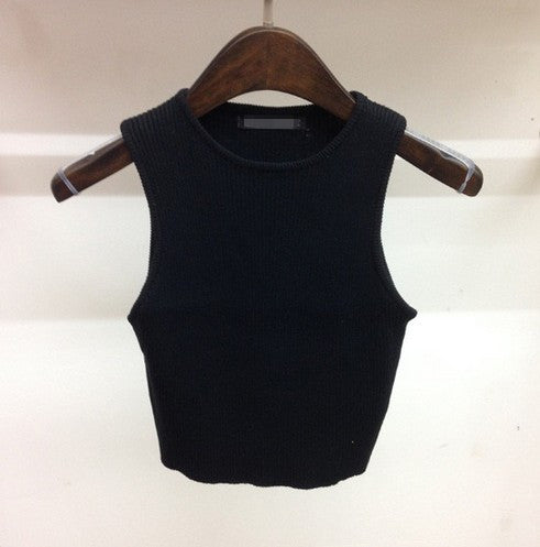 Sexy Tight Knit Crop Top Tank Top Women 5 Colors Bustier Crop Top Vest Skinny Knitted T-Shirt Women Cropped