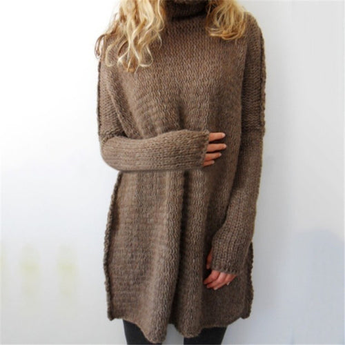 Sexy Turtle Neck Pullovers Women's Long Warm Sweater Slim Tunic Shirt Tops 4 Colors Plus Size LX092