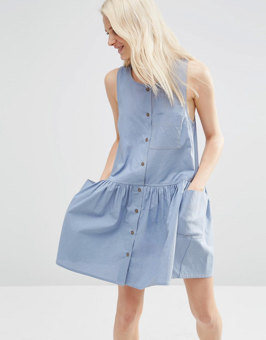 Sleeveless Casual Dress Teenage Button Loose Dress Plus Size Simple Junior Student Girls Dresses