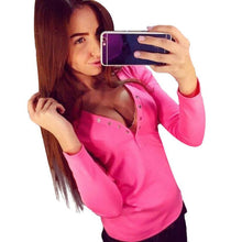 Fashion Plus Size V Neck Women Shirt Punk Long Sleeve Cropped Sexy Top Tees Women Camisetas Femininas