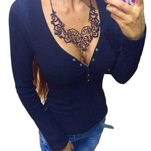 Fashion Plus Size V Neck Women Shirt Punk Long Sleeve Cropped Sexy Top Tees Women Camisetas Femininas