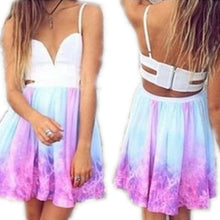 Casual Dress Women Sexy Back Cut Out Bandage Dress Gradient Starry Night Print Dress V neck Women Dresses XL
