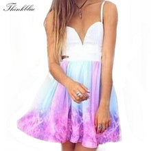 Casual Dress Women Sexy Back Cut Out Bandage Dress Gradient Starry Night Print Dress V neck Women Dresses XL