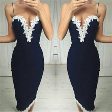 Dress Sexy Lace Crochet Strap Dress Women Deep V Lace Flower Patchwork Bodycon Dress Midi Slim Womens Dress