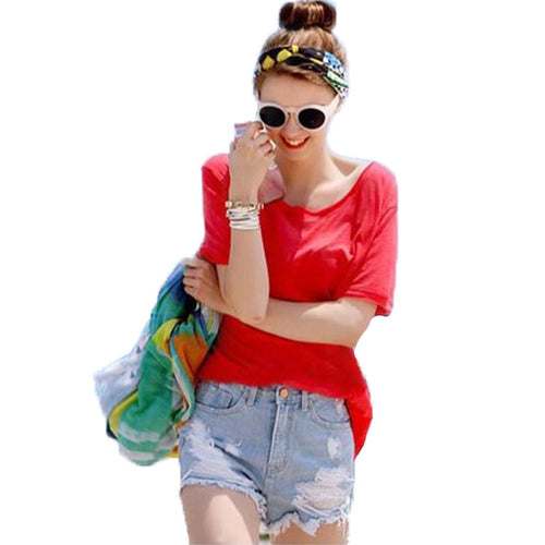 Women T Shirt Soft Bamboo Fiber Cotton T Shirt For Women Solid Color Casual Top Short Sleeve Tee Shirt Femme