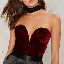 Velvet Lace Up Bodysuit Women Sexy V Neck Padded Chest Bodycon Overalls Body Tops Women Bandage Bodysuit Femme
