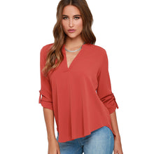 women-blouses-v-neck-d-ring-tab-long-sleeves-women-tops-casual-chiffon-shirt-blusas-grey-watermelon-red BBL