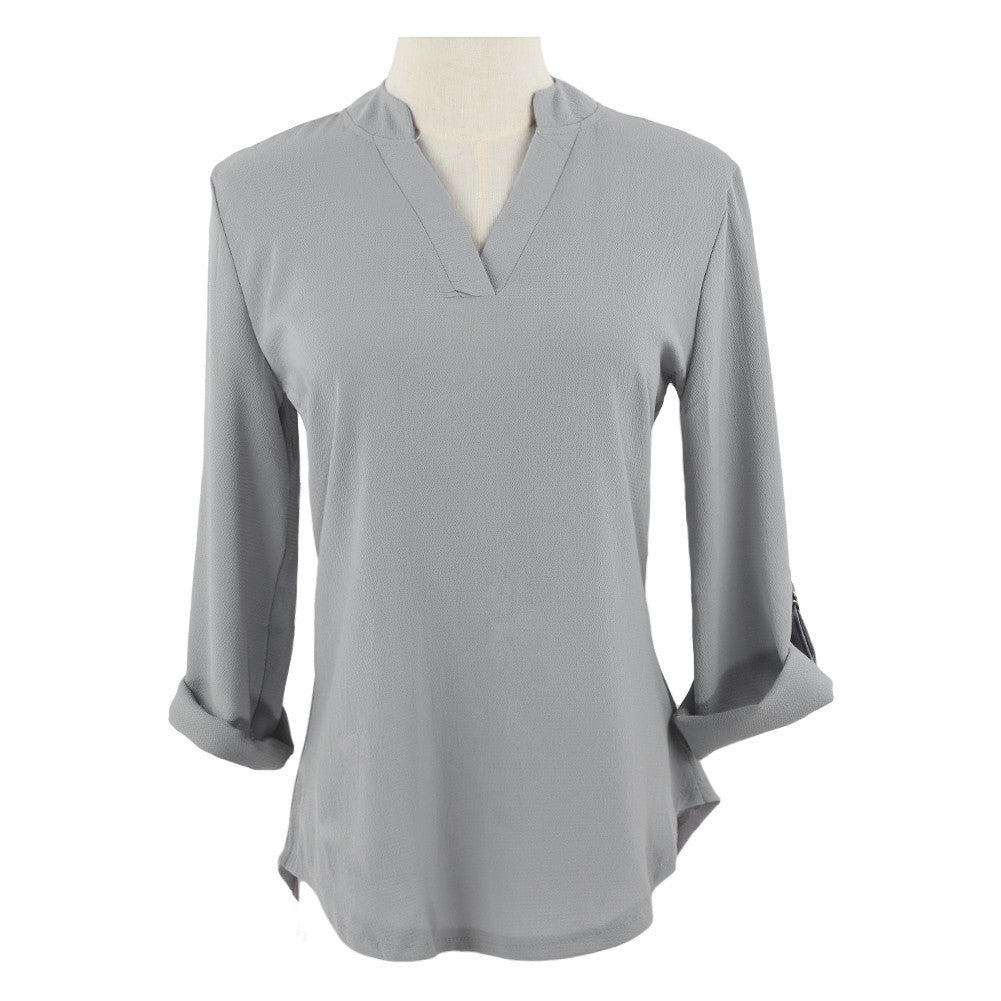women-blouses-v-neck-d-ring-tab-long-sleeves-women-tops-casual-chiffon-shirt-blusas-grey-watermelon-red BBL