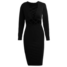 women-sexy-club-dress-criss-cross-long-sleeve-bandage-bodycon-dress-hollow-out-knee-length-midi-dress-vestidos BBL