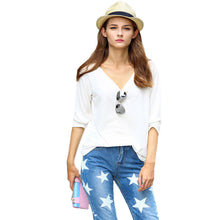 women-t-shirt-v-neck-long-sleeve-women-tops-casual-pullover-loose-tops-t-shirt-women-plus-size-blusas-white-black BBL