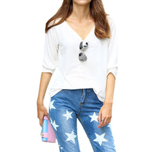women-t-shirt-v-neck-long-sleeve-women-tops-casual-pullover-loose-tops-t-shirt-women-plus-size-blusas-white-black BBL