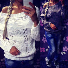 Sweater Tops Sexy Women Hollow Out Crochet Knitted Sweater Casual Off Shoulder Jumper Pullovers Tops M0455