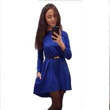 new-women-dress-4-colors-o-neck-collar-three-quarter-knee-length-fashion-dresses BBL