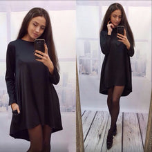 new-women-dress-4-colors-o-neck-collar-three-quarter-knee-length-fashion-dresses BBL