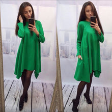 new-women-dress-4-colors-o-neck-collar-three-quarter-knee-length-fashion-dresses BBL