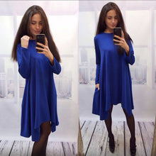new-women-dress-4-colors-o-neck-collar-three-quarter-knee-length-fashion-dresses BBL