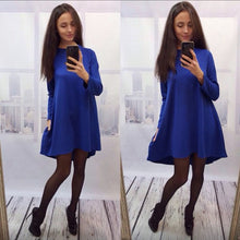 new-women-dress-4-colors-o-neck-collar-three-quarter-knee-length-fashion-dresses BBL