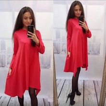 new-women-dress-4-colors-o-neck-collar-three-quarter-knee-length-fashion-dresses BBL