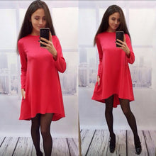 new-women-dress-4-colors-o-neck-collar-three-quarter-knee-length-fashion-dresses BBL