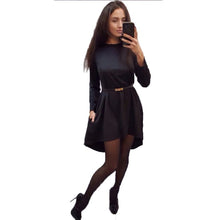 new-women-dress-4-colors-o-neck-collar-three-quarter-knee-length-fashion-dresses BBL