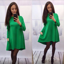 new-women-dress-4-colors-o-neck-collar-three-quarter-knee-length-fashion-dresses BBL