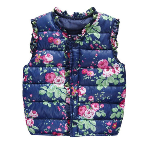 new-children-outerwear-coats-flowers-printed-vest-kids-windbreaker-jacket-cotton-coats-children-warm-vest BBL