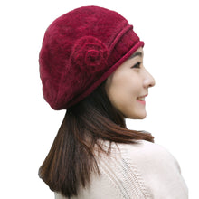 new-design-women-faux-rabbit-fur-beanie-with-flower-crochet-warm-and-cute-princess-rabbit-hat-knitted-beret-warm-cap BBL