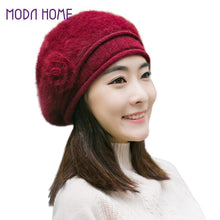 new-design-women-faux-rabbit-fur-beanie-with-flower-crochet-warm-and-cute-princess-rabbit-hat-knitted-beret-warm-cap BBL
