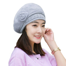 new-design-women-faux-rabbit-fur-beanie-with-flower-crochet-warm-and-cute-princess-rabbit-hat-knitted-beret-warm-cap BBL
