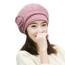 new-design-women-faux-rabbit-fur-beanie-with-flower-crochet-warm-and-cute-princess-rabbit-hat-knitted-beret-warm-cap BBL