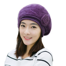 new-design-women-faux-rabbit-fur-beanie-with-flower-crochet-warm-and-cute-princess-rabbit-hat-knitted-beret-warm-cap BBL